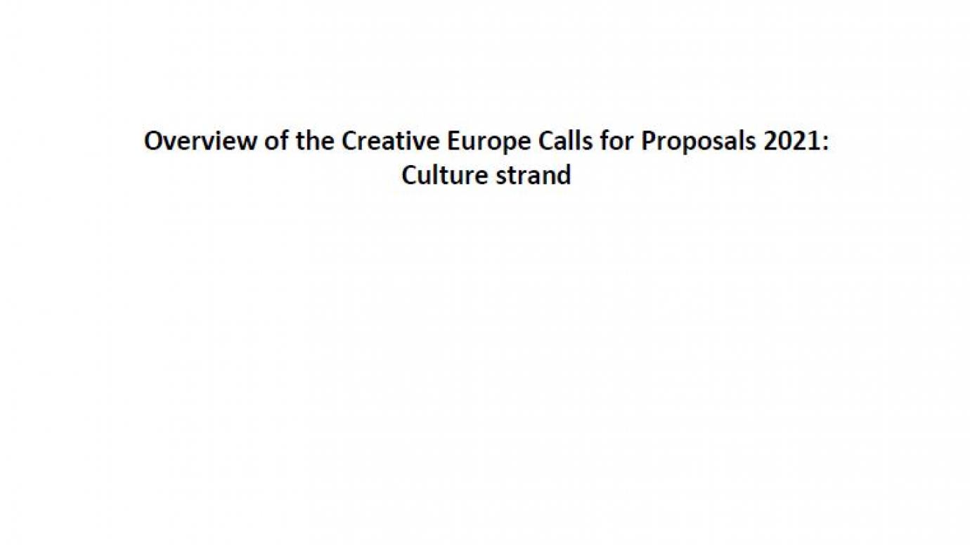 Cover Culture Creative Europe Calls for Proposals 2021