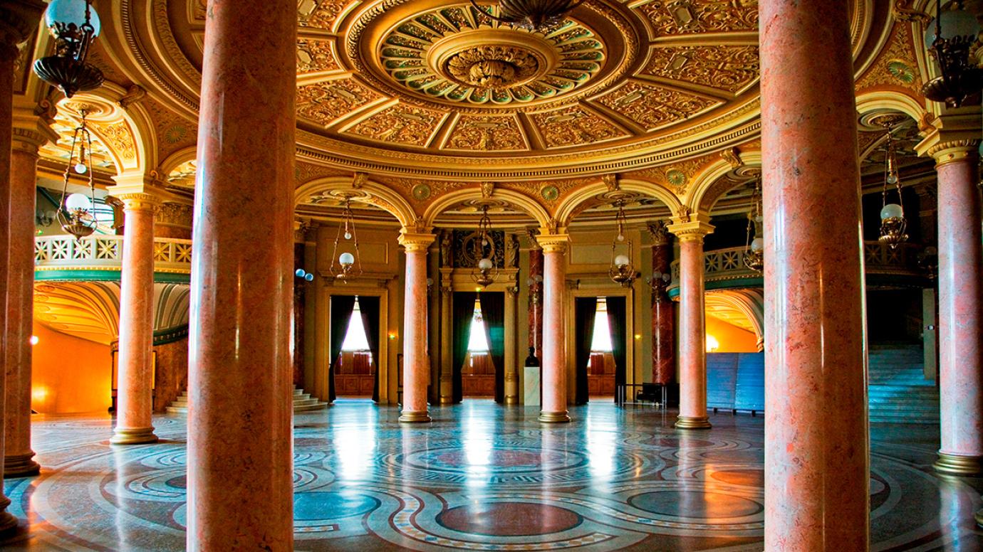 The foyer of the Romanian Athenaeum in Bucharest, Romania